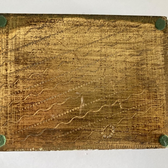 Vintage Italian Florentine Wooden Box w/Hinged Lid Gold Rectangle Chippy Italy - Picture 15 of 16